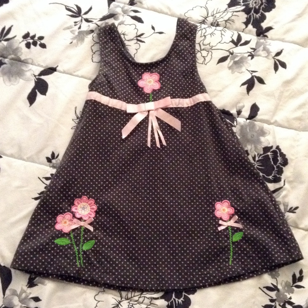 🎀 Pink & Blue Polka Dot Corduroy Dress